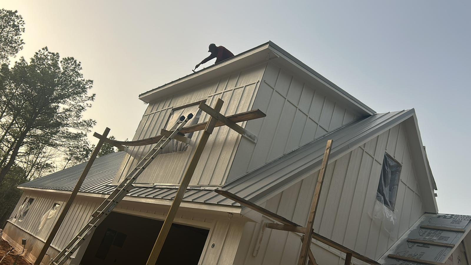 Standing Seam Metal Roof Installation on New Construction
